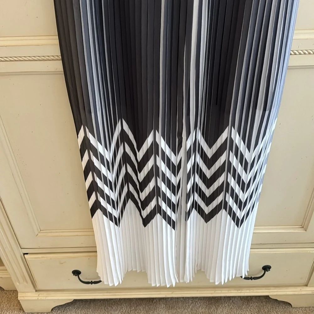 NWT Trouve pleated Zigzag Maxi Skirt - size S black/white - Picture 3 of 10